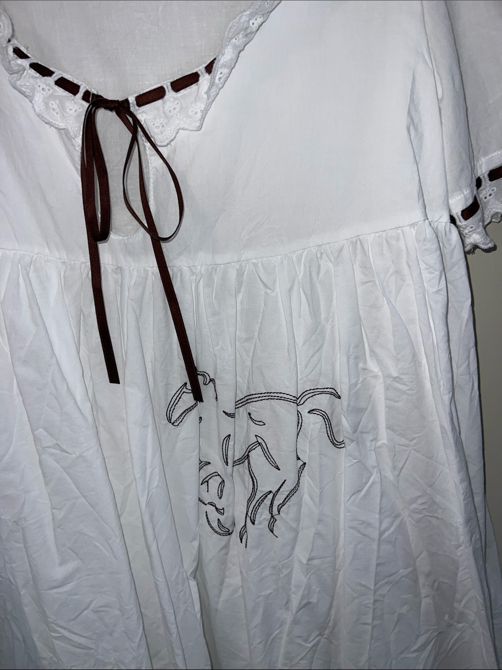 Princess Polly White Babydoll Dress with Brown Ribbon - Picture 4 of 6